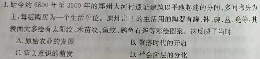 河南省六市重点高中2024届高三年级4月质量检测历史