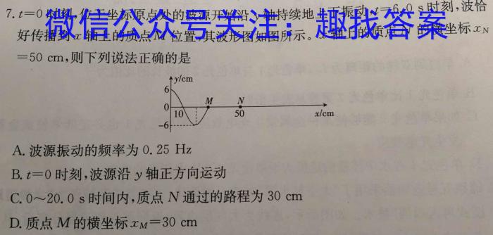 百师联盟 2024届高三信息押题卷(一)1物理`