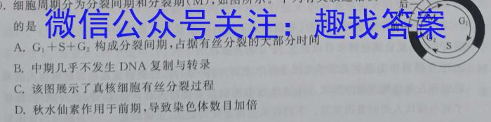 炎德英才大联考 2024年长郡中学高一选科适应性调查限时训练生物学试题答案