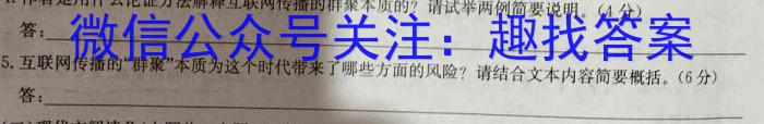 安徽省亳州市蒙城县2023-2024年度第一学期义务教育教学质量检测（九年级）/语文