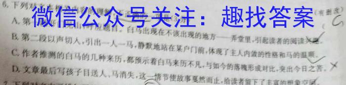 甘肃省武威某校2023-2024学年第二学期九年级学情评估试卷语文