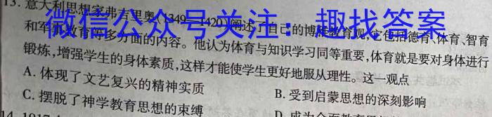 河南省南阳市2023年秋期九年级学情调研测试卷历史试卷答案