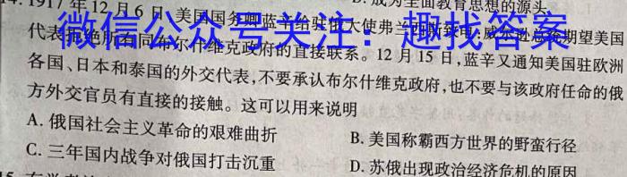 安徽省2024年九年级质量调研检测(一)历史试卷答案