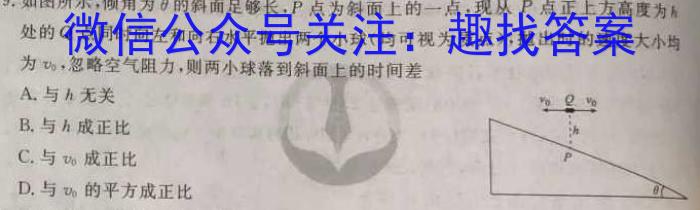 2023-2024学年广东省高一5月联考(24-460A)物理试卷答案