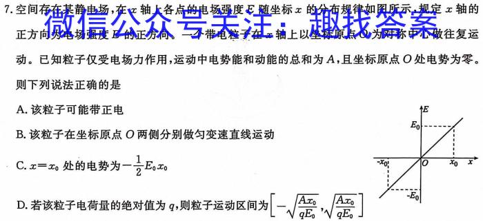 甘肃省2024届高三阶段检测(24-247C)物理`