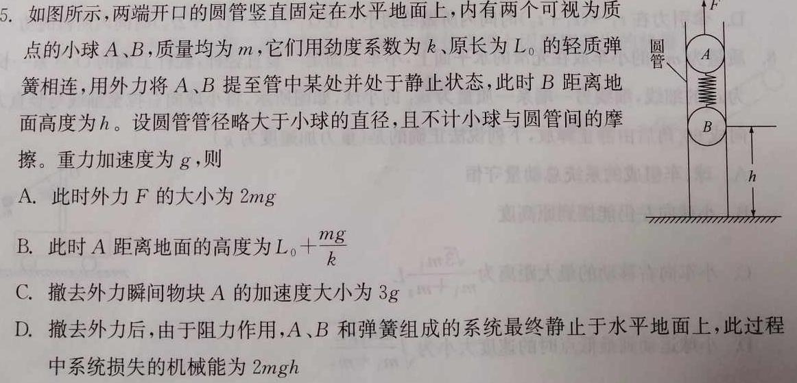 [今日更新]河北省2023-2024学年第一学期期末教学质量检测（七年级）.物理试卷答案