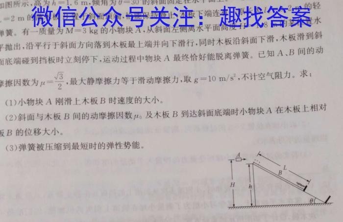 安徽省2024-2025学年度高二开学摸底大联考物理试题答案