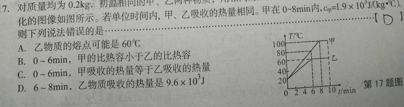 [今日更新]2024衡水金卷先享题 分科综合卷 全国乙卷B.物理试卷答案