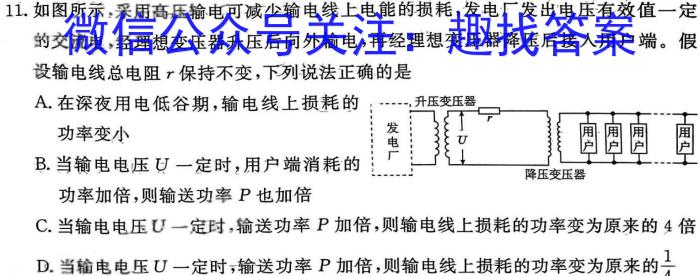 2024年普通高等学校招生全国统一考试适应性测试物理试题答案