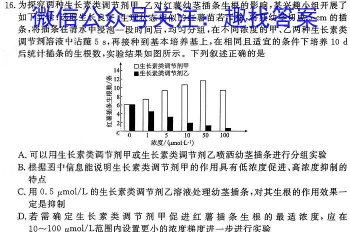 宁波市2023学年第二学期模拟考试（宁波二模）生物学试题答案