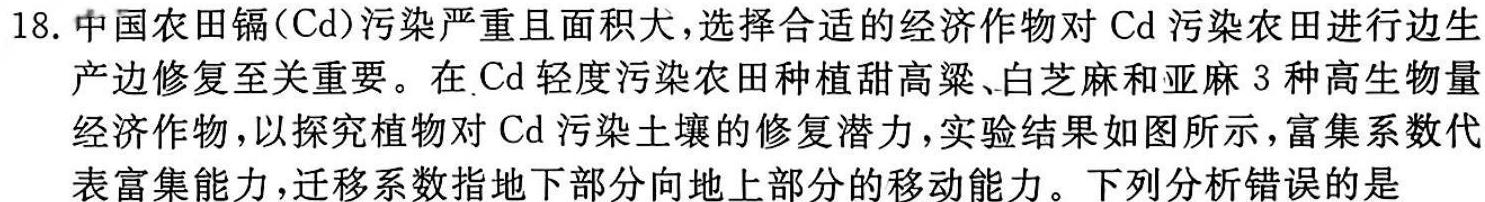 吉林省前郭县第五高级中学高一下学期第一次月考(241685D)生物学部分