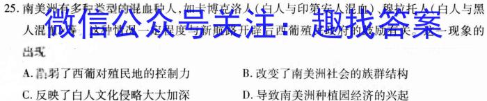 2024年普通高等学校招生全国统一考试·金卷 BBY-F(二)2历史试卷答案