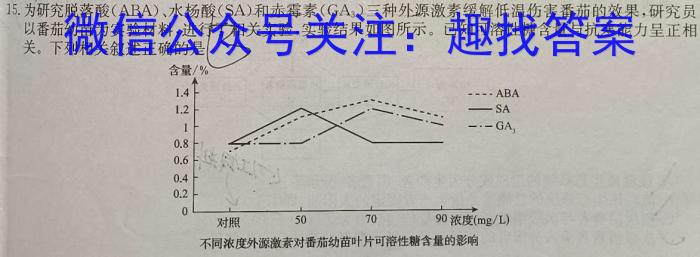 2024年安徽省初中学业水平考试 定心卷生物学试题答案