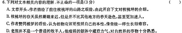 [今日更新]2024届新高考金卷重庆市适应卷(六)语文