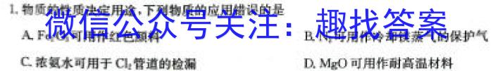 1号卷·A10联盟2025届高一上学期9月开学摸底考化学