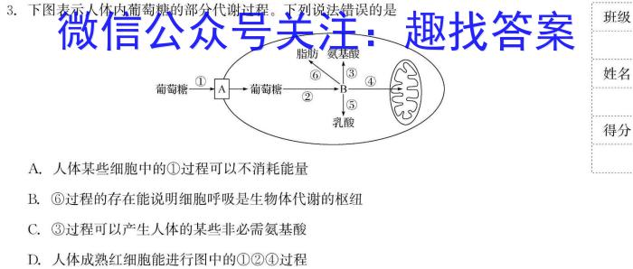 2024届湖南省高三3月质量检测试题生物学试题答案