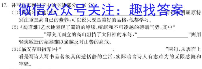 甘肃省定西市2023-2024学年度第一学期九年级期末监测卷语文