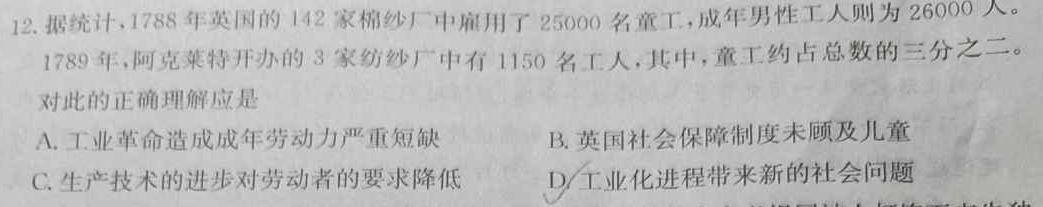 河南省临颍县2024年下学期第二次质量检测试卷历史