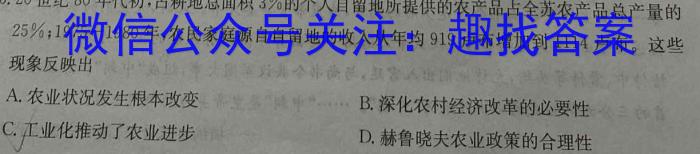 山西省2024届九年级学业水平检测卷（117）历史试卷答案