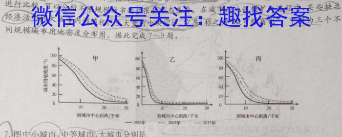 [今日更新]天一大联考 湖南省2024届高三5月联考(5.24)地理h