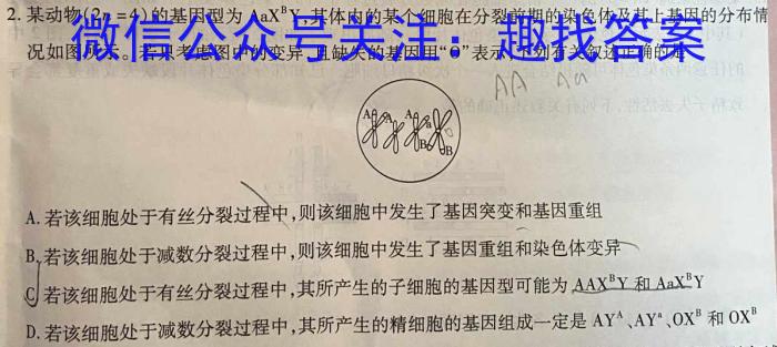 2024江西学考总复习猜想九年级模拟冲刺(二)生物学试题答案