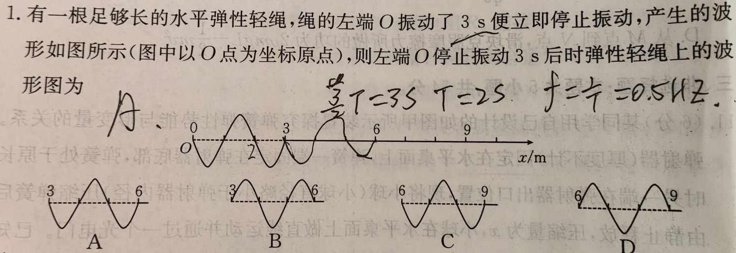 衡水金卷 陕西省2025届高三年级9月份联考(物理)试卷答案