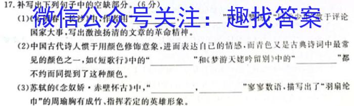 陕西省2023-2024学年度第一学期九年级期末调研试题（卷）A语文