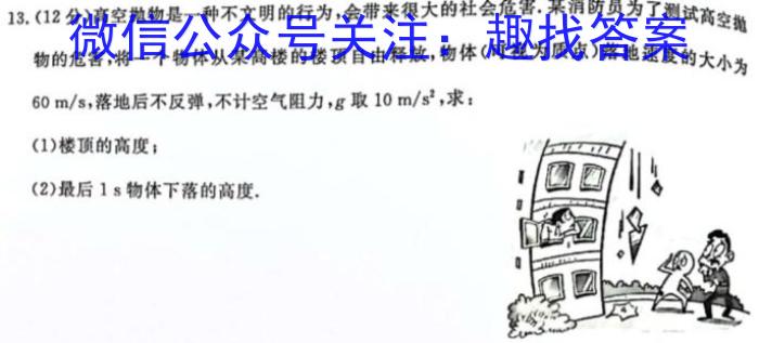 24届高三年级TOP二十名校调研考试八f物理