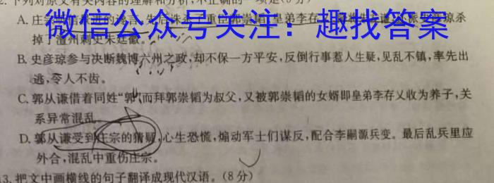 名校联考·2024届高三总复习·月考卷(四)D4/语文