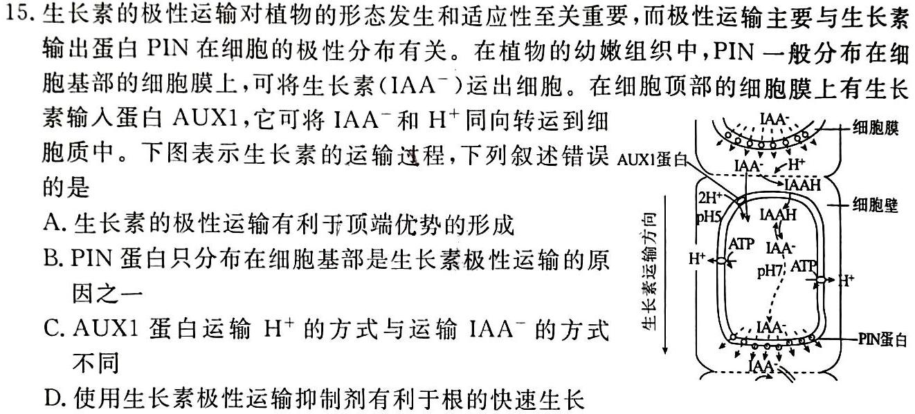 快乐考生 2024届双考信息卷第一辑 新高三摸底质检卷(三)生物学试题答案