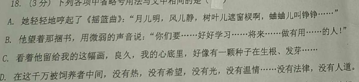 2024年全国高考仿真模拟卷(一)语文试卷 答案