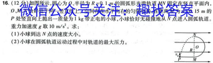 河北省2023~2024学年度七年级上学期阶段评估(二) 3L R-HEB物理试卷答案