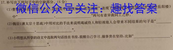 江西省“三新”协同教研共同体2023年12月份高二年级联合考试（双菱形）/语文