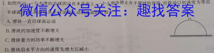 广西国品文化 2023~2024学年新教材新高考桂柳模拟金卷(一)物理试卷答案