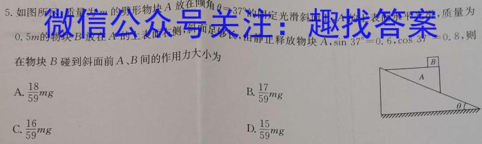 陕西省咸阳市2023-2024学年度第一学期九年级第二次作业C物理试卷答案