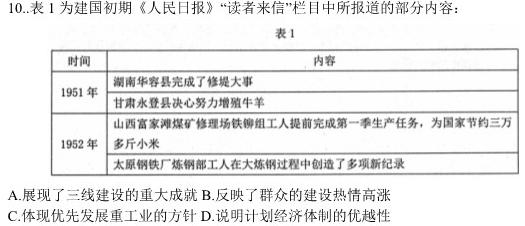 快乐考生 2024届双考信息卷第一辑 新高三摸底质检卷(四)历史