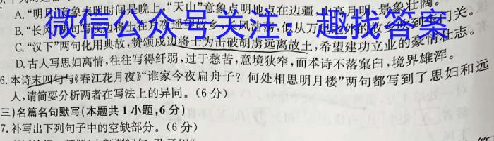 陕西学林教育 2023~2024学年度第一学期九年级期中教学检测试题(卷)/语文