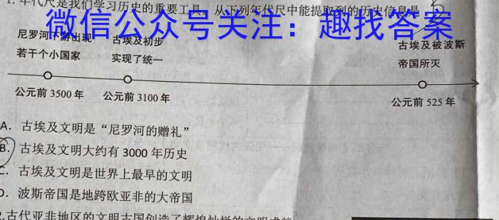 衡水金卷先享题分科综合卷2024新教材历史试卷