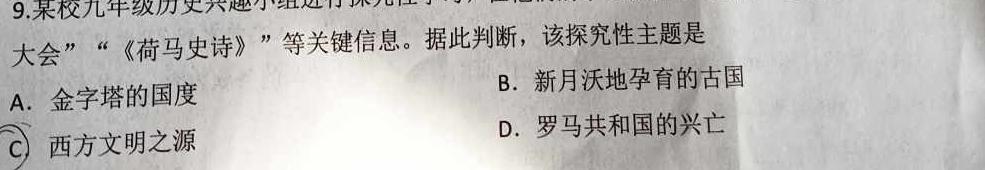 2023~2024学年度高一上学期期中考试(24015A)历史试卷答案