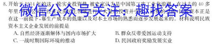 安徽省示范高中培优联盟2023年冬季联赛(高二)历史