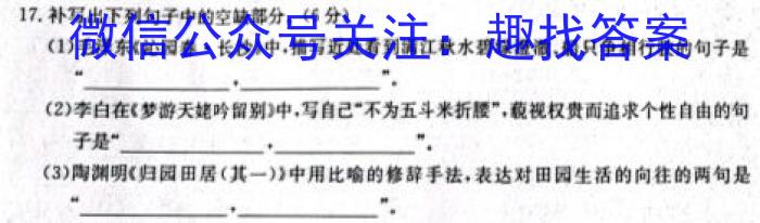 安徽省2023-2024学年高三上学期期中联考/语文