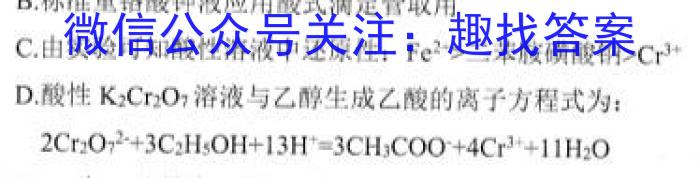 q怀仁一中高三年级2023-2024学年上学期期中考试(243349D)化学