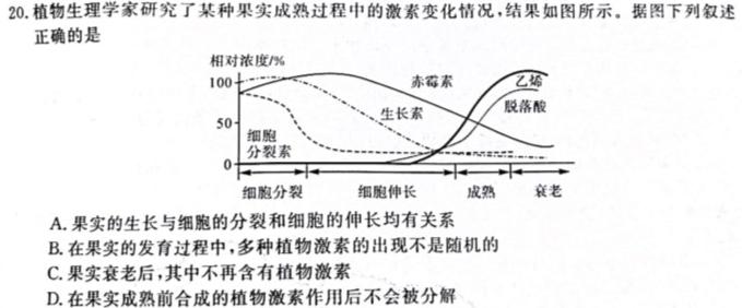 甘肃省2023-2024学年度高三级教学质量检测考试（11月）生物学试题答案