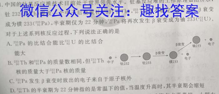 天一大联考·安徽省2023-2024学年度高一年级期中考试（11月）物理试卷答案