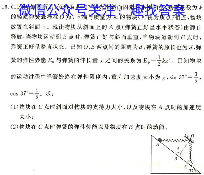 河北省2024届九年级第三次月考物理试题答案