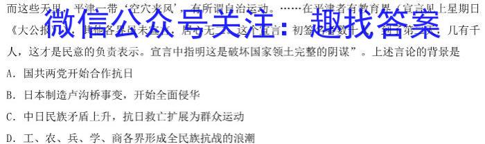 安徽省2023-2024学年度九年级第三次月考（12.12）历史