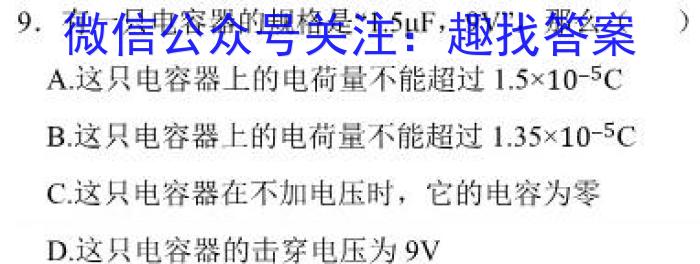 海南省临高县2023年九年级教学质量监测物理试题答案