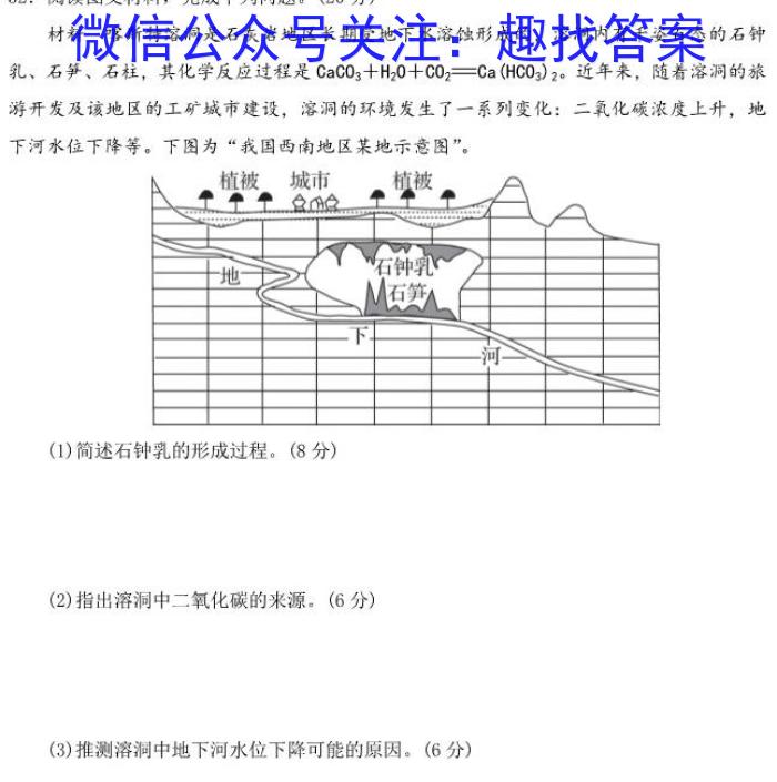 陕西省大荔县2023-2024学年(下)高二年级期末质量检测地理试卷答案