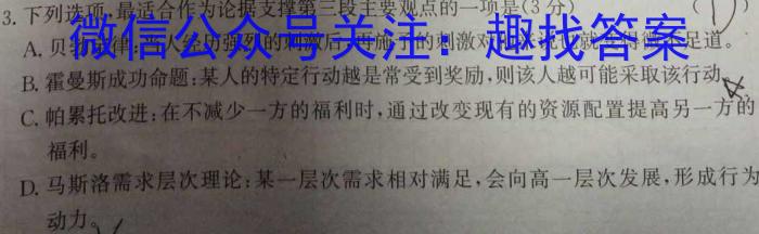 安徽省2024届第一学期九年级12月阶段练习/语文