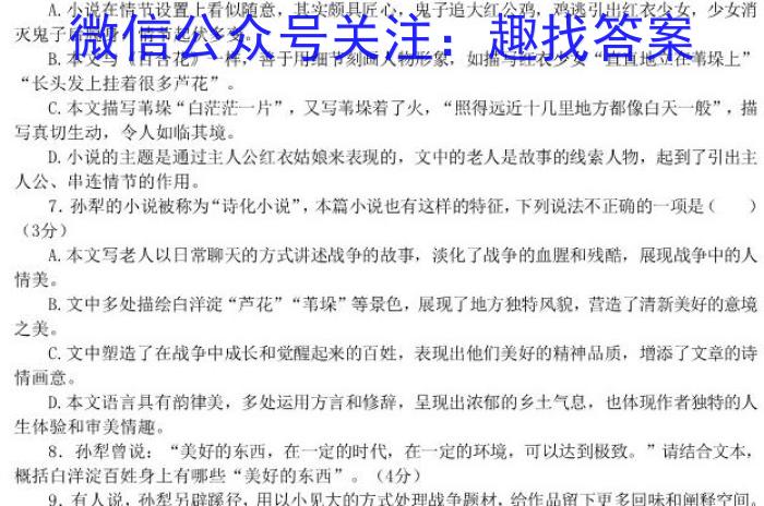 安徽省三海等地教育联盟2023-2024学年九年级上学期11月期中考试语文